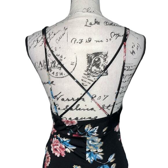 Active USA black flower maxi romper jumpsuit medium - Picture 5 of 7